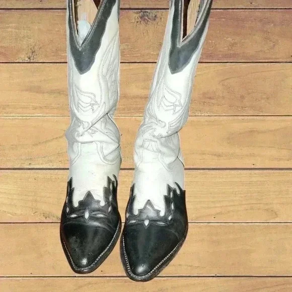 Mens Rio Grande Vintage Black and white cowboy boots. Size 28 - Picture 5 of 7